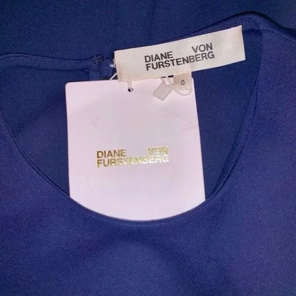 Diane Von Furstenberg DVF Lindsey Faux Wrap Satin Trimmed Shift Midi Dress - Picture 8 of 8